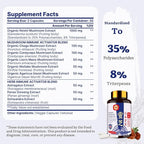 Japanese Reishi Mushroom Complex Supplement 1500mg - Reishi,Chaga,Cordyceps,Lion's Mane,Maitake,Agaricus Mushrooms Extract & 3 Herb,Organic Mushroom Capsules for Immune,Brain (Pack of 2)