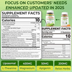 Liposomal L-Theanine 200mg Magnesium Glycinate 400mg Gummies with GABA, 5HTP, Apigenin, Vitamin B6 & D3, Ashwagandha, Lemon Balm Leaf, Melatonin Free Sleep Chewable for Relax Mood & Muscle, 2 Packs