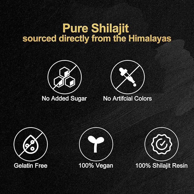 Shilajit Gummies, Form Himalayan Shilajit, with Ashwagandha Gokshura, No Added Sugar Non-GMO 100% Natural & Organic, Fulvic Acid & 85+ Trace Minerals for Men, Women | 60 Gummy