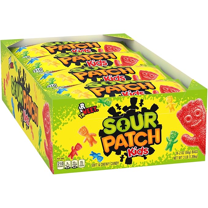 SOUR PATCH KIDS Soft & Chewy Gummy Candy, Bulk Candy, 24 - 2 oz Bags