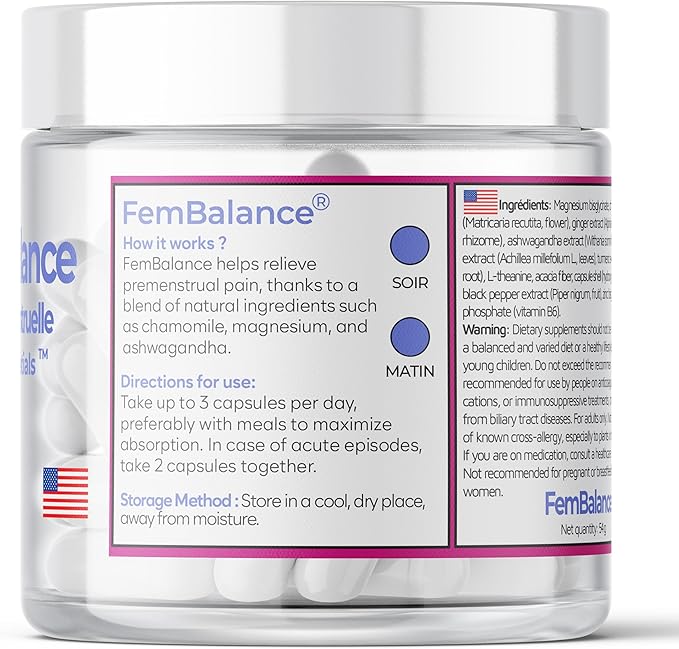 FemBalance® – Women’s Hormone Balance Supplement for PMS Support & Menstrual Cramp Relief - Ashwagandha, Magnesium & Chamomile for Hormonal Balance, Mood & Energy – 90 Vegan Capsules
