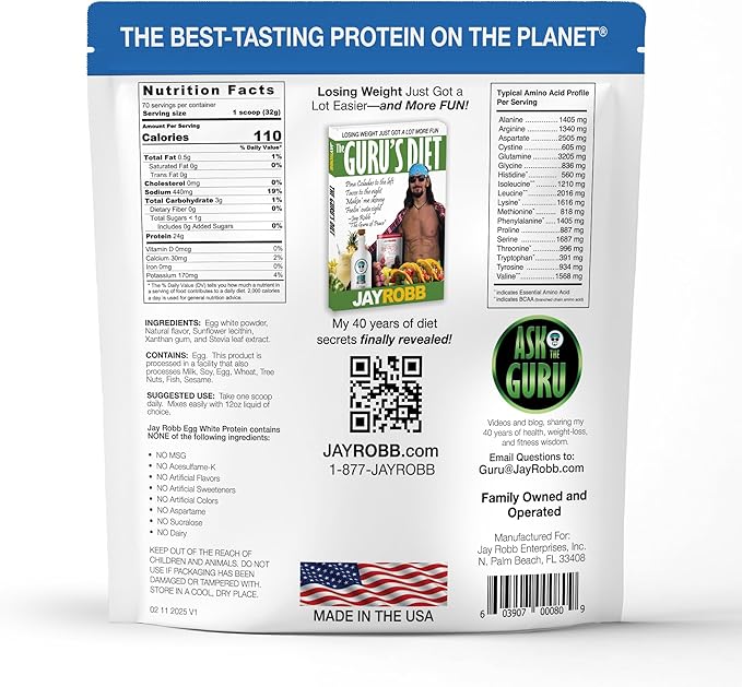 JAYROBB Vanilla Egg White Protein 80 oz, 5 Pound Bag