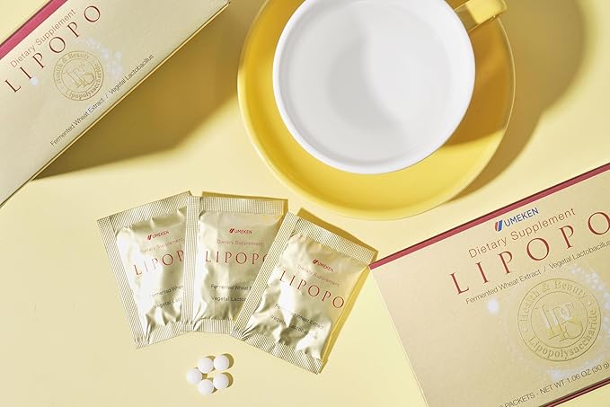 Umeken Lipopo - Lipopolysaccharide, Beta-glucan from Yeast, Lactic Acid Bacteria, and Vitamin C. Made in Japan. (Small 30Pk)
