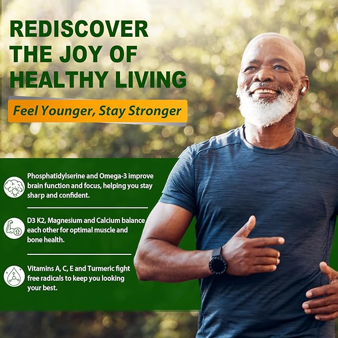 Multivitamin for Men 50 + Plus, Sugar Free Men Multivitamins Gummies w/Omega-3, Coq10, D3k2, Calcium, Magnesium, Zinc, Vitamins A, C & E, Mens Vitamins for 𝖧𝖾𝖱𝗍, Antioxidant, Brain, Bone, 60cts