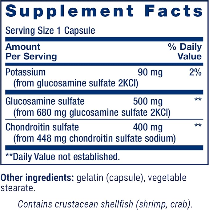 Life Extension Glucosamine/Chondroitin Capsules for Healthy Joints and Cartilage, Non-GMO, Gluten-Free, 90 Capsules