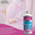 Buried Treasure Prenatal Plus DHA Complete, 16 oz Orange Banana Flavor, High Potency Liquid Formula Supplement for Before, During, Post Pregnancy, Natural DHA Omega3 Iron Vegetarian Safe w/Dose Cup
