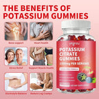 Potassium Citrate Gummies 1500mg, Potassium Supplement for Women & Men, Support Leg Cramps & Muscle Health, Vegan, Mixed Berry Flavor 60 Count