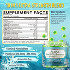 duwhot Vegan Omega-3 Gummies for Women, Algae DHA & EPA 1000mg, with CoQ10, Astaxanthin, Fish Oil Supplement Alternative for Adults, Heart & Brain Health, 60 Count
