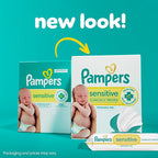 Pampers Sensitive Baby Wipes, Water Based, Hypoallergenic and Unscented, 1 Flip-Top (56 Wipes Total)