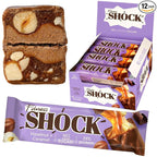 Fitness SHOCK Hazelnut Caramel Protein Bars - No Added Sugar, Low Calorie Low Carb Snack - 10g Protein, 0g Added Sugar, 190 Kcal, 16g Net Carbs - 12 x 50g