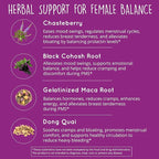 Hormone Balance for Women – PMS Support Supplement, Menopause & Perimenopause | Bloating Relief, Menstrual Cramp, Mood, PMDD | Chasteberry Supplements, Black Cohosh, Dong Quai | Vegan, Non-GMO, 60 Ct