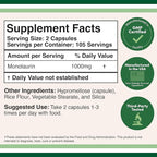 Monolaurin Immune Support Supplement 1,000mg per Serving, 210 Capsules (Vegan Safe, Non-GMO, Gluten Free) Immune Booster for Adults, Immune System Defense by Double Wood