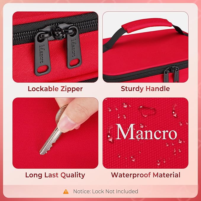 Mancro Dual Layers Medicine Organizer Bag, Pill Bottle Organizer Storage with Lockable Zipper, Medication Travel Bag for Pills, Vitamins, Medical Supplies for Home Storage, XL