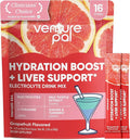 Venture Pal Hydration Packets + Liver Support- Liquid Daily IV Electrolyte Powder Packets with 7 Electrolytes & 5 Vitamins, Milk Thistle + L-Theanine | Sugar-Free | Keto Friendly | Vegan, 16 Sticks