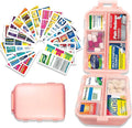 Pill Organizer with Medicine Labels 146 Labels Travel Daily Pill Container Mini Medication Organizer Storage Pill Organizer Travel Essentials Pill Case 7 Day (Pink, 1 Pack(Large))