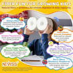 Kids Probiotic + Prebiotic Fiber Gummies 5G, 12 Billion CFU Probiotic & Veggie Fruit Fiber, w/ Organic Inulin, Methyl B12 B6 D3 C, Lutein for Children's Digestive & Gut, Immune Health, Sugar Free,60Ct