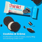 think! Protein Bars, High Protein Snacks, Gluten Free, Kosher Friendly, Cookies and Crème, Nutrition Bars, 2.1 Oz per Bar, 10 Count (Packaging May Vary)