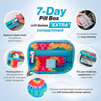 Made Easy Kit Pill Case - Weekly Medicine Organizer with Removable Seven-Day Vitamin & Supplement Box (Tie Dye)