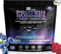 Protein Gummies with Beef Organs | 300g Total Protein per Bag | 10g per Serving Plant Based with Vitamins for Men & Women | Gluten Free Non-GMO Mixed Berry | (120 Count)