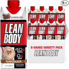 LEAN BODY 8 Flavor Variety Pack, 40g Protein, Zero Sugar, 24 Vitamins & Minerals to Support Immune Health, 17 fl oz, 8 Pack.