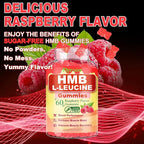 2 Pack HMB and L-Leucine Gummies, HMB and Leucine for Muscle Growth, Muscle Relief, for Men & Women, Vegan, Sugar-Free, Raspberry Flavor, 120 Count