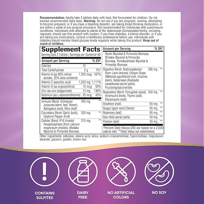 Nature's Way Systemwell Ultimate Immune* with Vitamins C, A, D, Zinc, & Selenium, Multi-System Botanical Blends Including Immune, Respiratory, Digestive & Circulatory, 180 Tablets (Packaging May Vary)