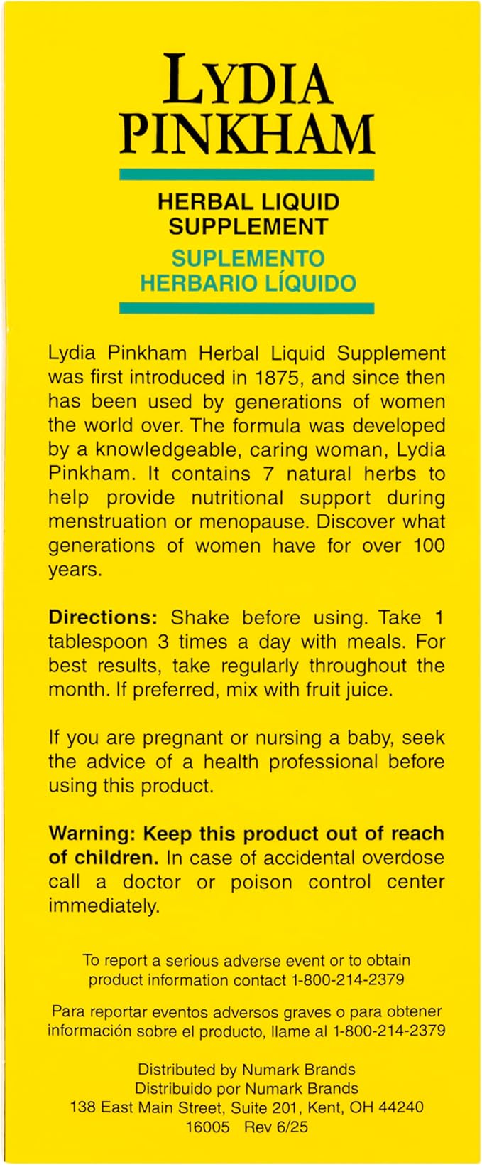 Lydia Pinkham Liquid Herbal Supplement for Menstruation and Menopause Support, 8 Ounce
