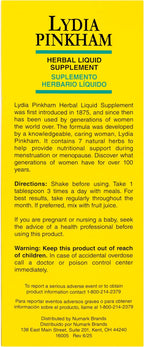 Lydia Pinkham Liquid Herbal Supplement for Menstruation and Menopause Support, 8 Ounce