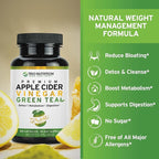 TRIO NUTRITION Apple Cider Vinegar Capsules with Green Tea - Natural Sugar Free Apple Cider Vinegar Pills with the Mother for Body Cleanse, Immune, Weight Management & Metabolism Booster*