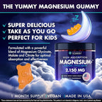 Secret Element Magnesium Glycinate 2150MG Gummies for Women and Men, High Absorption Magnesium Glycinate, Citrate, Malate Gummies for Adults & Kids, Sleep Support, Sugar Free, Vegan, 60 Chews, Orange