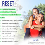 Reset+, 7 Energy Electrolytes, High Methyl B12, Methyl Folate, Pink Salt, High Magnesium, Super B Complex, Green Tea & Green Coffee Extracts, Biotin, Zinc, 72 Trace Minerals