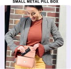 Pill Case 2 Times a Day - Portable Metal Pill Box Daily Waterproof Travel Pill Container, Pill Holder Organizer for Vitamin/Fish Oil/Supplements, 1 Pack Pill Box