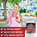 NEW AGE COQ10 200mg Red Yeast Rice, Omega 3, Magnesium Complex, Zinc Vitamin K2 D3 - Heart Health Support Vitamins for Women and Men with Vitamin B3, Coenzyme Q10-60 Count