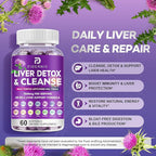 Liver Cleanse Detox & Repair - Herbal Liver Support Milk Thistle Supplement, 7500mg Strength Liver Health Support with Silymarin Artichoke Extract Dandelion Beet TUDCA Choline NAC, 60 Softgels