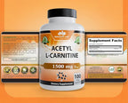 NaturaLife Labs Acetyl L-Carnitine (ALCAR) 1500 mg per Serving – 100 Capsules – Non-GMO, Gluten-Free, Vegan