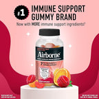 Vitamin C 750mg (per Serving) - Airborne Assorted Fruit Flavored Gummies (63 Count in a Bottle), Gluten-Free Immune Support Supplement with Vitamins A C E, Selenium, Echinacea & Ginger