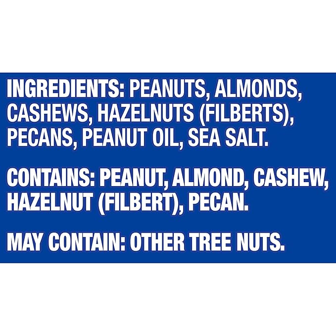 PLANTERS Salted MixedNuts, Peanuts, Almonds, Cashews,BrazilNuts and Pecans, PartySnack, Plant-Based Protein, Quick Snackfor Adults, After SchoolSnack, Bulk Nuts, Kosher,56oz Canister (Pack of 2)
