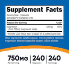 Nutricost Magnesium Oxide 750mg, 240 Capsules (3 Bottles)