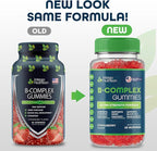 Vitamin B Complex Gummies for Adults, B Complex Vitamin Supplement for Women and Men, B Vitamins Complex Gummies for Energy and Brain Health, Natural Strawberry Flavor, 60 Count