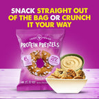 CRISP POWER Protein Pretzels, Sesame, 27G Protein, High Protein Snack, High Fiber, Low Carb Crunchy Pretzel Snacks, No Added Sugar, 1.75 oz Bags, 6 Pack, Vegan, Keto