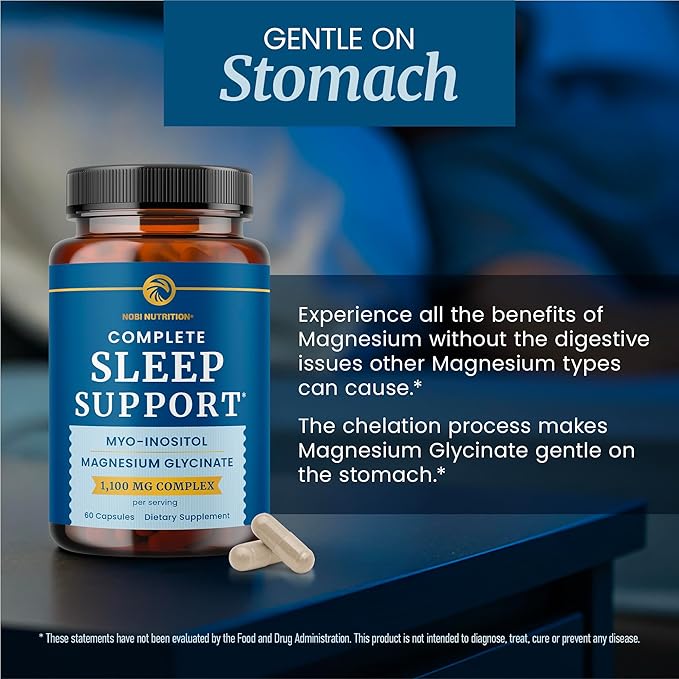Complete Sleep Support | Myo Inositol + Magnesium Glycinate | Restful Sleep & Relaxation Support | 1100MG Complex | Melatonin-Free, Non-GMO | Inositol Supplement with Magnesium-Glycinate | 60 Ct