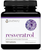 Youtheory Resveratrol Advanced Antioxidant Formula - Premium Antioxidant Supplement with Super-Fruit Blend - Contains ResVida - Dairy, Soy & Gluten Free - 160 Tablets