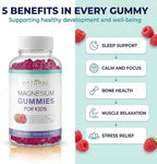 Sugar Free Magnesium Gummies for Kids - Calm & Sleep Support Chewable Kids Magnesium Supplement, Sleep Aid, Anti-Stress, Bone Health, Muscle Relaxation, 30 Vegan Non-GMO Gluten-Free Gummies