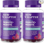 New Chapter Probiotic Gummies for Women and Men,All-Flora (1 Month Supply) – 55% Less Sugar+,Formulated for Holistic Gut Health Support with Probiotics+Prebiotic Fiber+100% Vegan+Non-GMO,(Pack of 2)