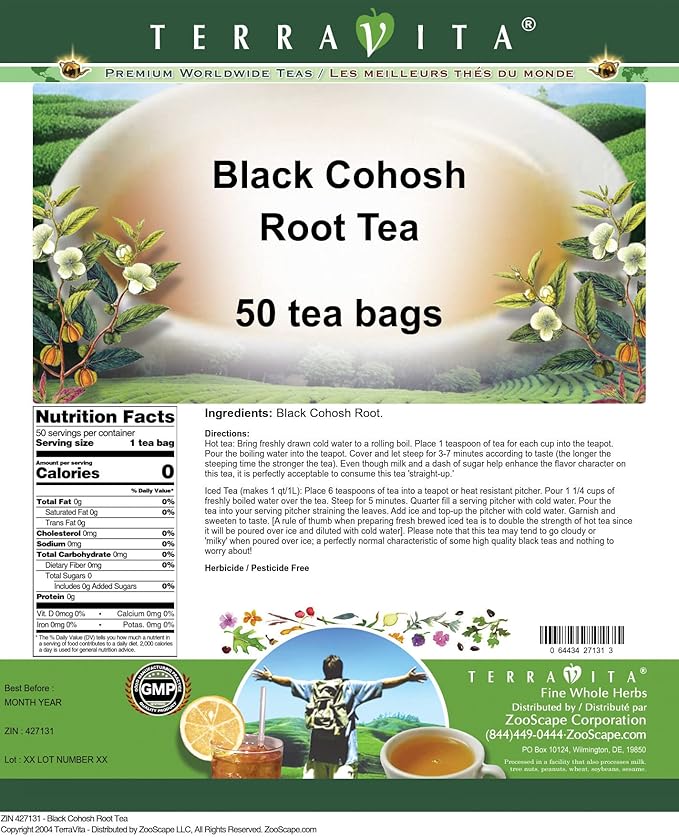 Black Cohosh Root Tea (50 tea bags, ZIN: 427131) - 2 Pack