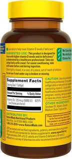Nature Made Vitamin D3 5000 IU (125 mcg) Softgels, Extra Strength Vitamin D Supplement for Bone and Immune Health Support, 360 Count, 360 Day Supply
