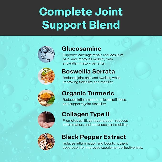 Glucosamine Chondroitin Joint Health Supplement -Advanced Joint Support Supplement with Collagen & MSM for Mobility, Flexibility & Cartilage Health - Premium Joint Supplement for Men & Women