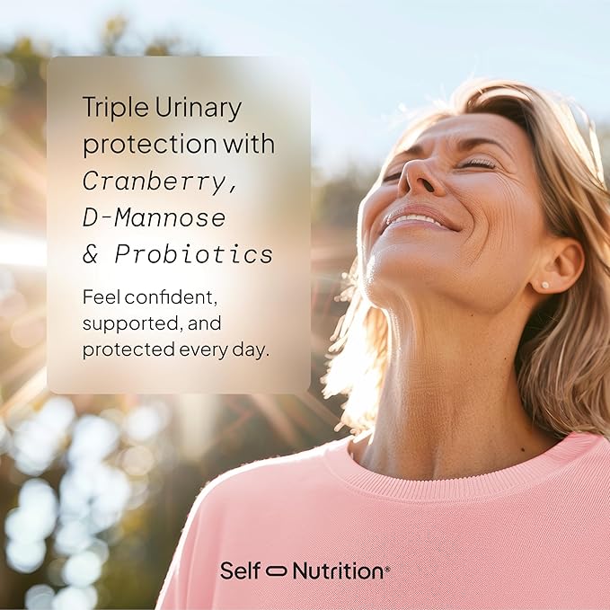 SELF NUTRITION UTI D Mannose with Cranberry & Probiotics for Women | 3 in 1 Supplement, Supports Urinary Tract Health & PH Balance | Effective & USA Made | Vegan, Non-GMO (60 Capsules)
