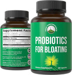 Bloat and Gas Probiotic - Proven Relief with Clinically Studied Bacillus Subtilis BS50 + Prebiotic Fiber - Fast Acting Anti Bloating Pills Supplement - Debloating Capsules for Women and Men