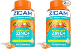 Zicam Daily Immune Support,Gummy Supplement,Zinc,Vitamin C and Vitamin D,Citrus Strawberry Flavor,70 Count (Pack of 2)